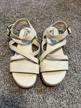 TOMS Cream Multi-Strap Ankle Buckle Sandals